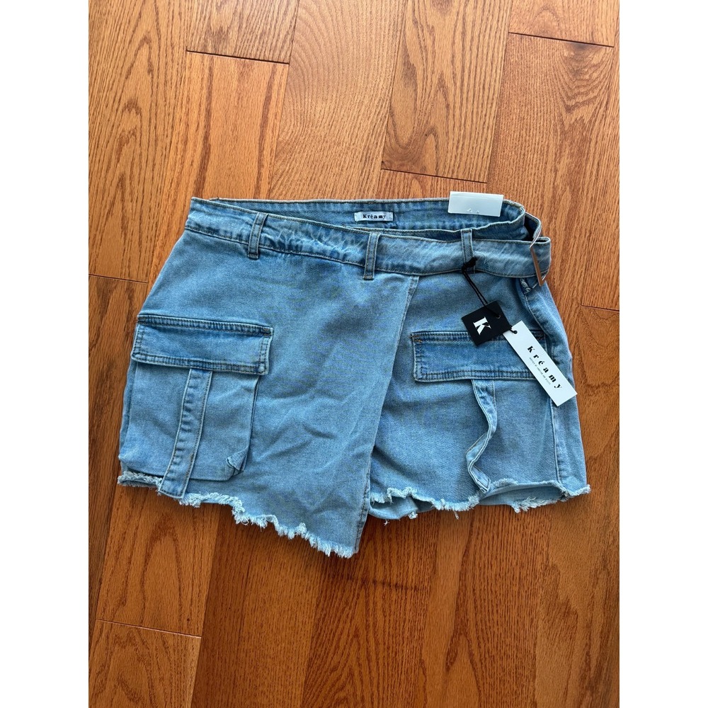 Kreamy Womens Denim Skort Blue Grunge Streetwear y2k style NWT Size XL